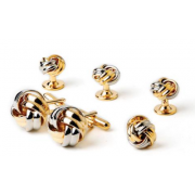 Polished Silver and Gold Twist Love Knots Cufflinks and Studs